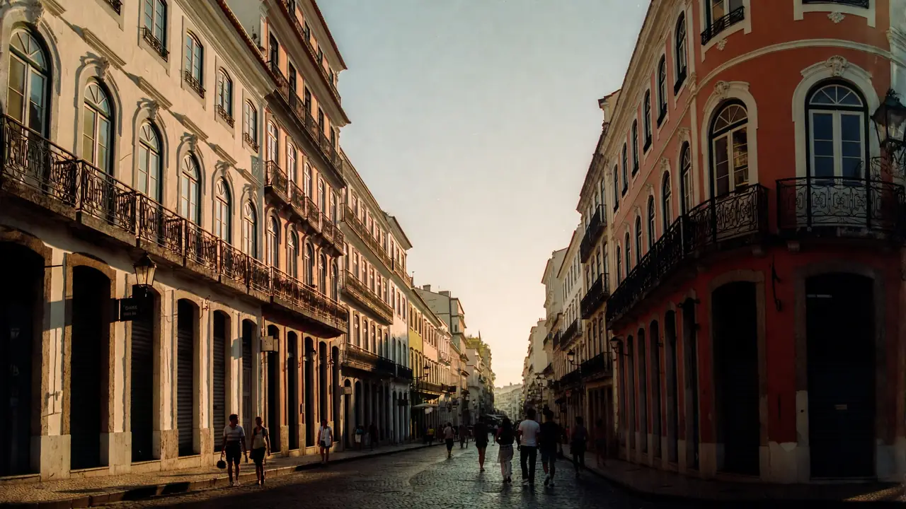 Rua histórica do Centro do Rio em fim de tarde